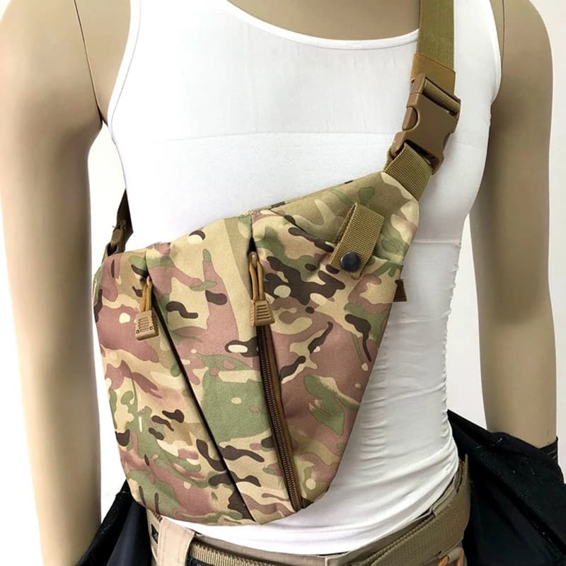 Multifunctional Tactical Storage Gun Bag Left / Right Shoulder Concealed Gun Holster Men Chest Bag Small Bag Anti-theft Bag
