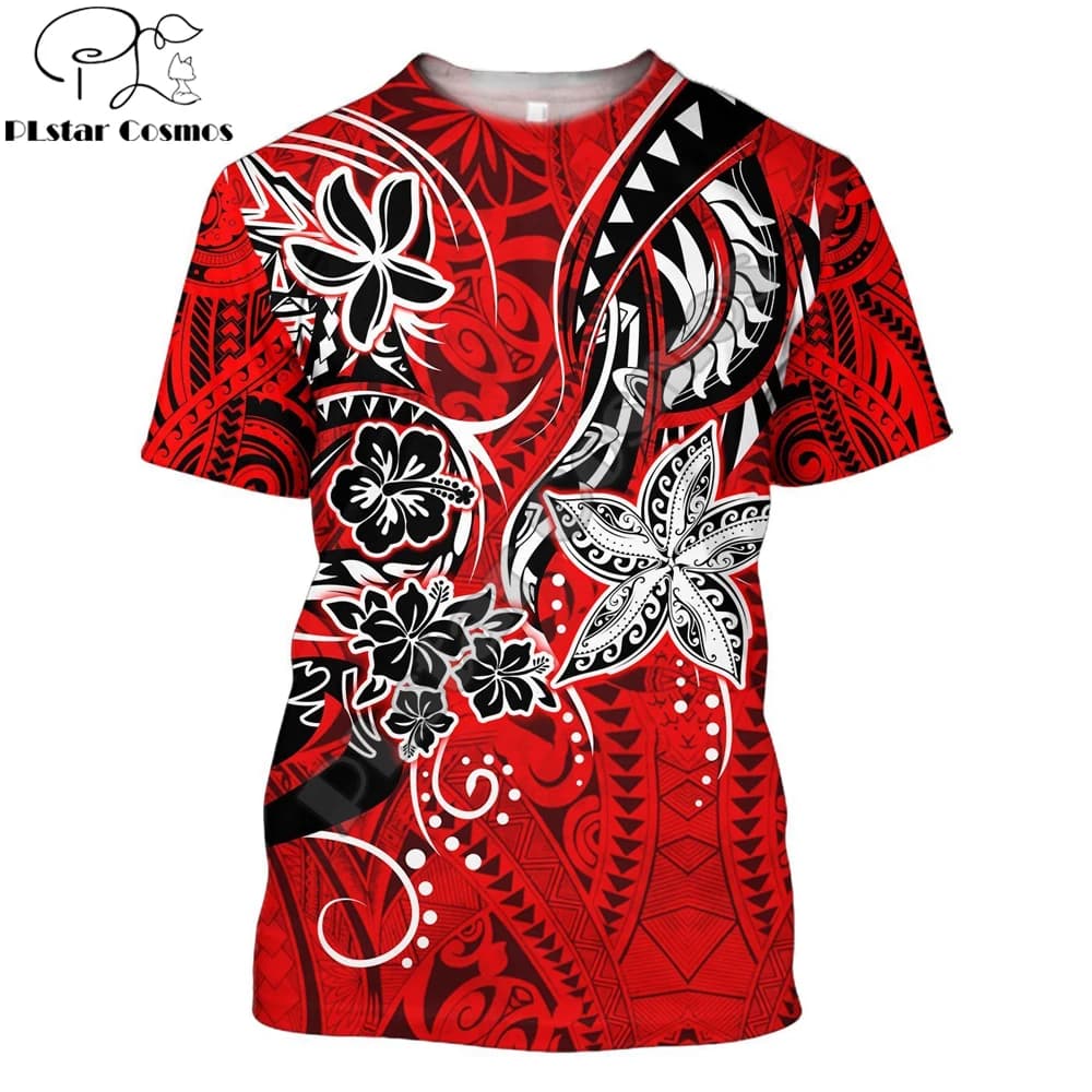 Maglietta da uomo stampata in 3D con tatuaggi e fiori di tartaruga polinesiana estate Harajuku Casual t-shirt a maniche corte Unisex top TX-21