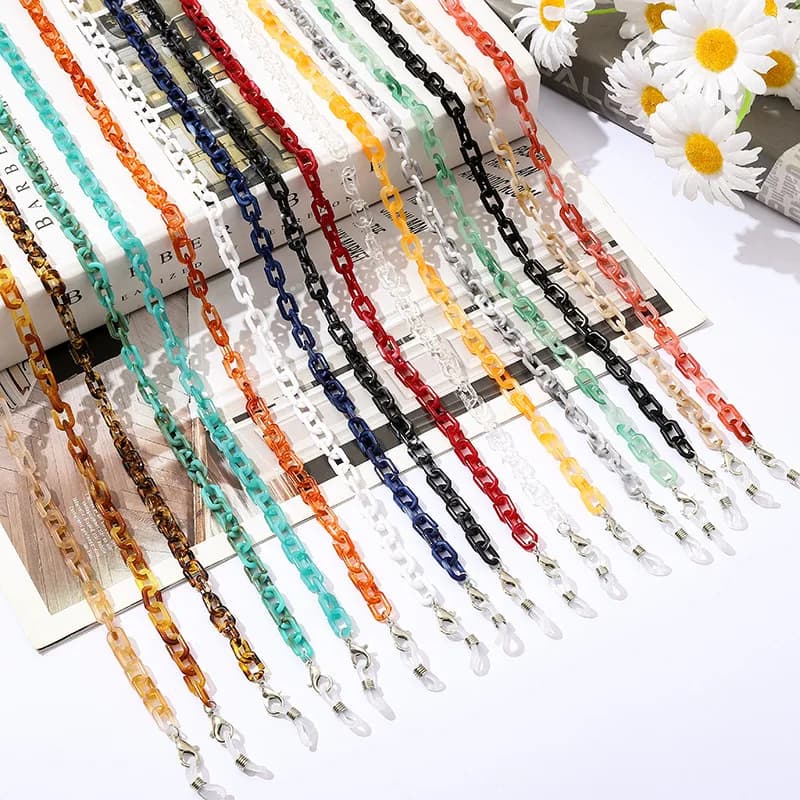 2021 Hot Fashion Women Acrylic Glasses Chains Lanyard Face Mask Chain Black Eyewear Cord Holder Neck Strap Rope for Sunglasses