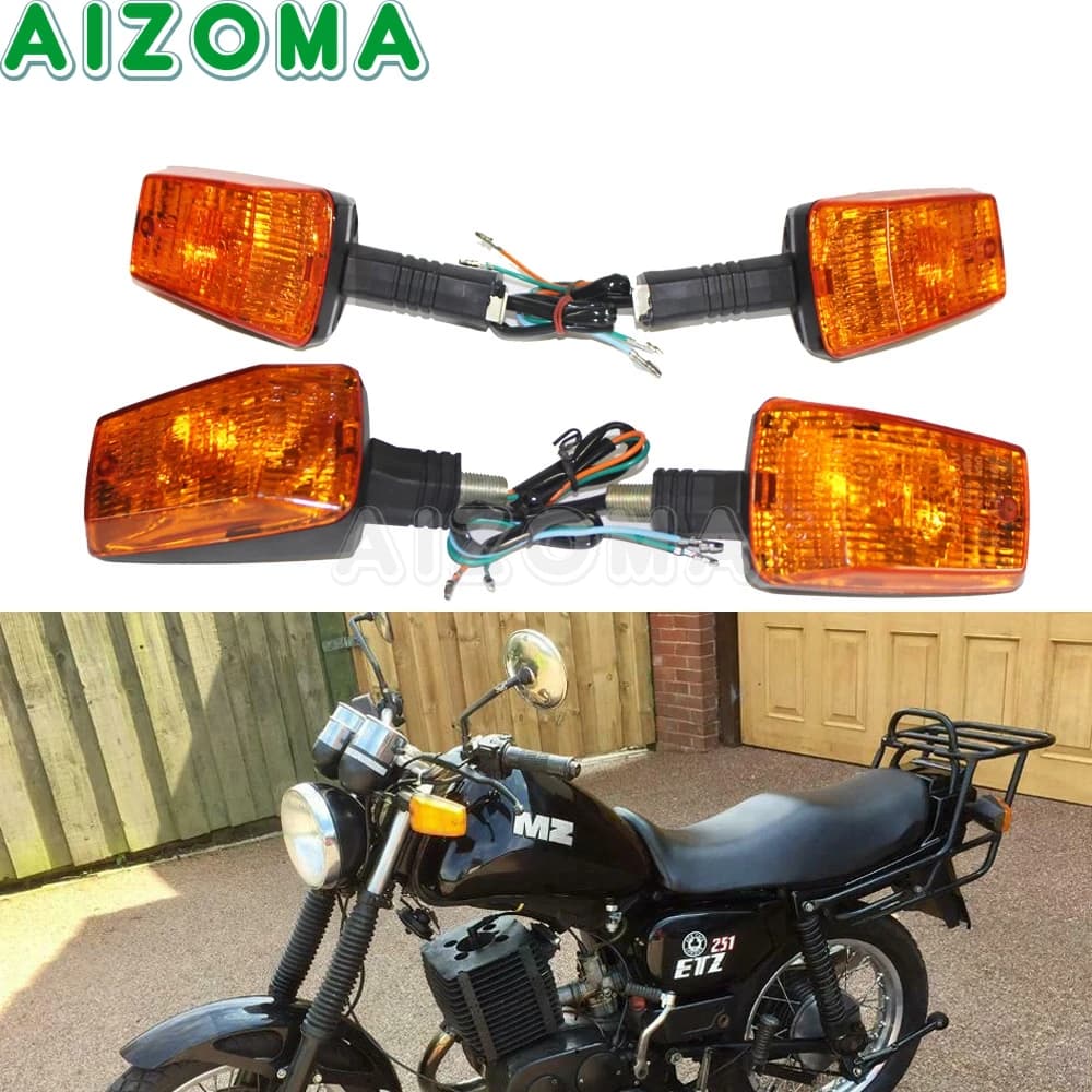 Sinistra/Destra E3 Emark 12V Moto Anteriore Posteriore Indicatori di direzione Luci Lampeggiante Lampeggiatori Ambra Giallo Lampada Per MZ ETZ 251
