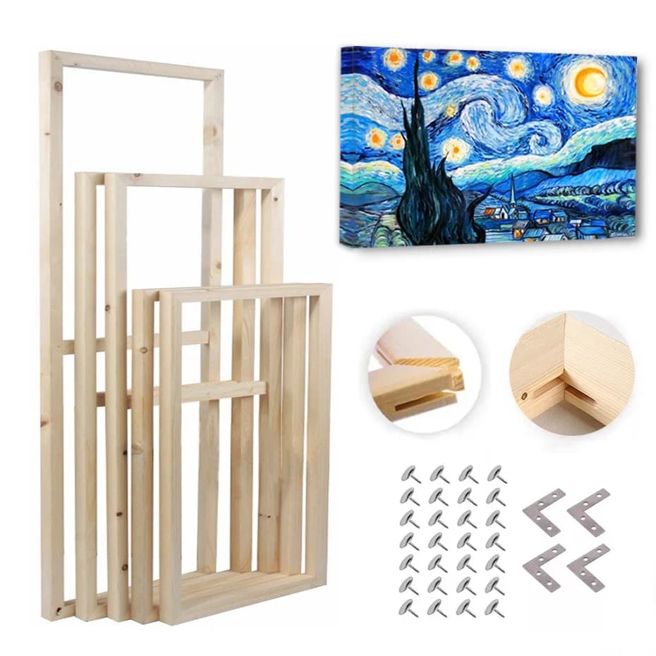 Frame Kit on Canvas Solid Wood Do-it-your Barres for Canvas Prints Oil Painting with Diamonds Wooden Wall Art Gallery Home Decorations