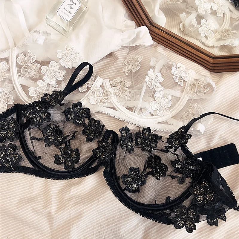 Wriufred Mutandine reggiseno ricamate ultrasottili delle nuove donne di moda vestito con ferretto supporto superiore set di lingerie sexy trasparenti da donna