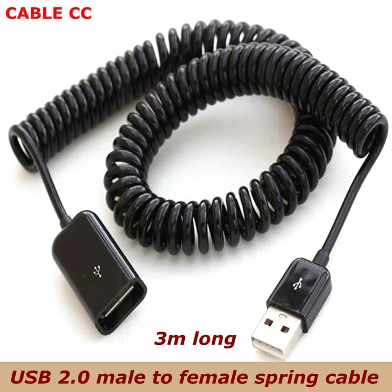 Cavo di prolunga telescopico USB maschio-femmina da 3 m Tipo a molla Cavo di prolunga USB 2.0 maschio Cavo a molla USB per computer mobile