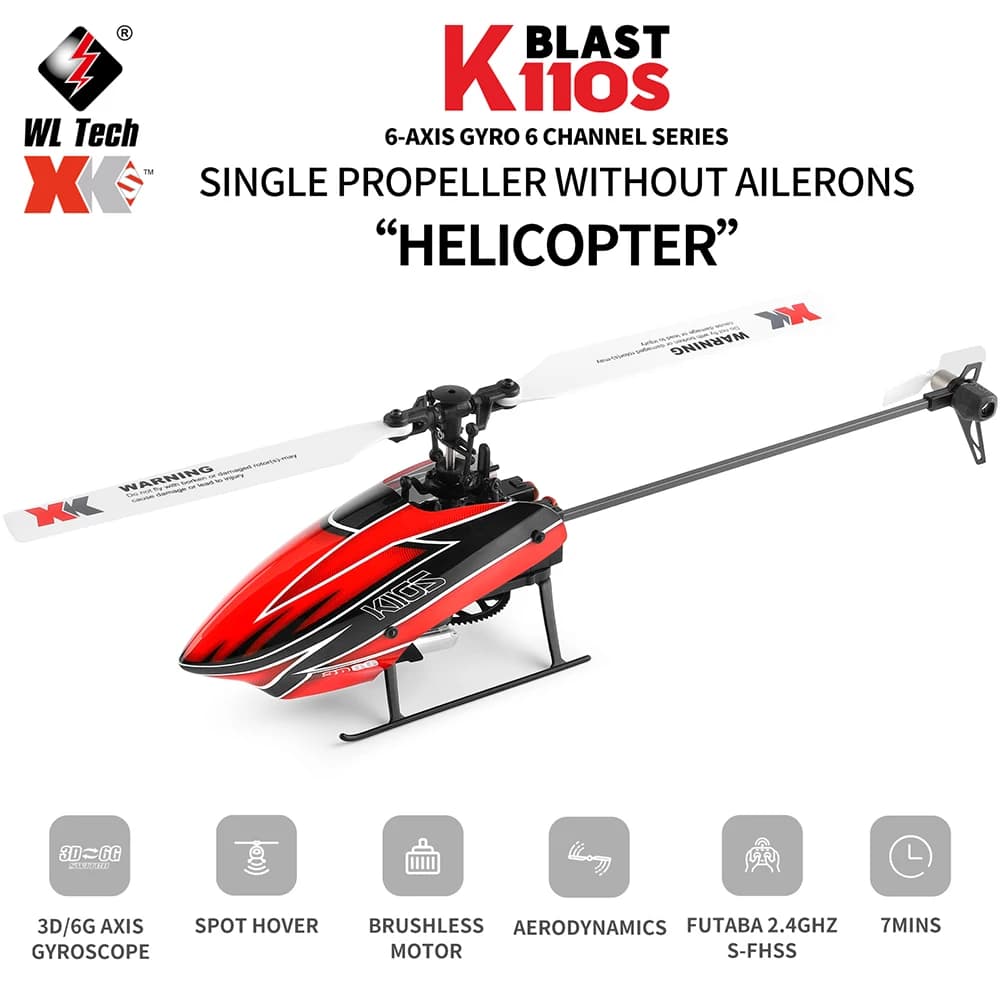 Wltoys XK K110S 6CH 3D 6G System Single Paddle Brushless RC elicottero Drone aereo