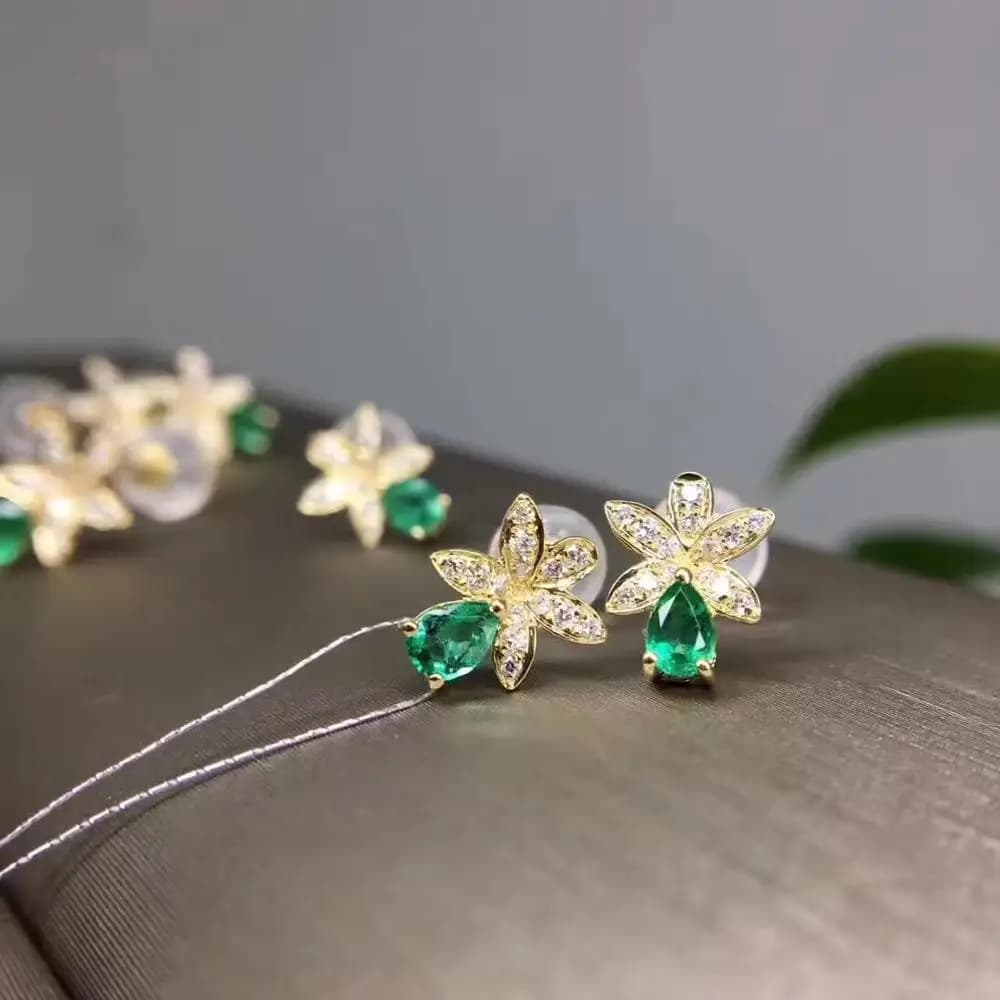 Orecchino di smeraldo naturale reale Gioielli in argento sterling 925 con fascino fine per le donne Orecchini per la festa nuziale