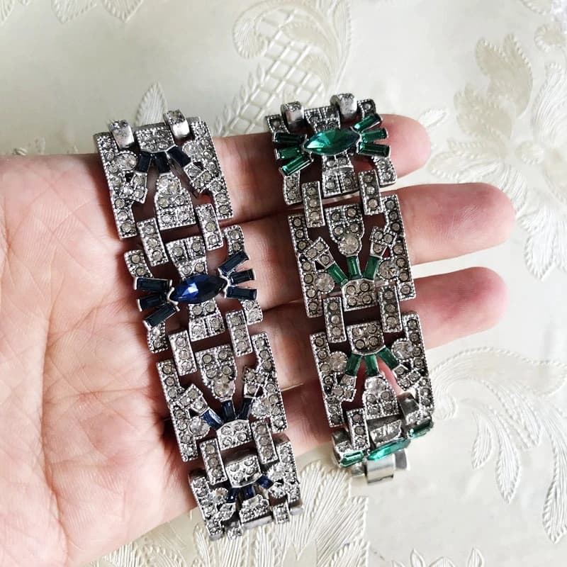 Bracciale a maglie con strass, braccialetti larghi per feste in lega Punk di moda per gioielli da donna