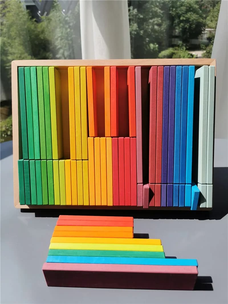 Grandi doghe da costruzione in legno arcobaleno Costruisci cubi Blocchi Pastello impilabili Giocattoli in legno per bambini Apprendimento precoce