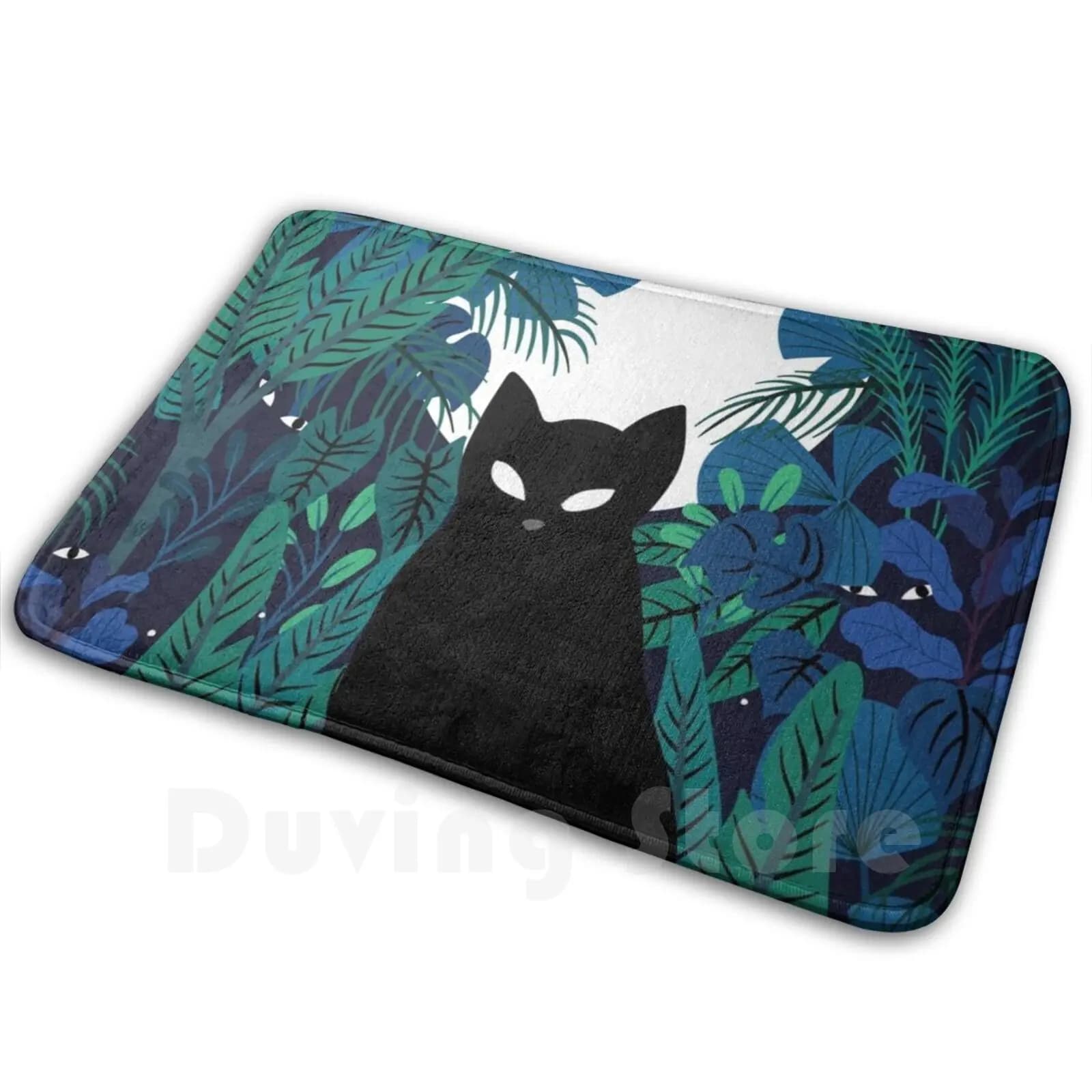 Carpet for mystic cats Carpet Anti-slip Mats Bedroom Cat Animal Nature Night Sky Moon Floral Plant Tropical Jungle Mystic