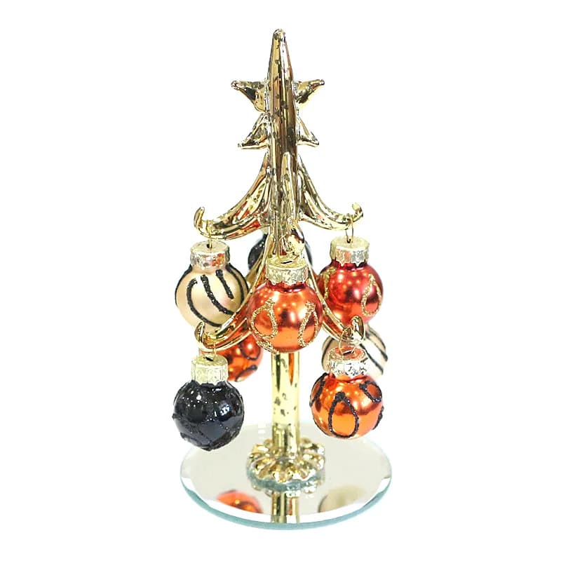 Ornamenti personalizzati per figurine di albero di natale in vetro piccolo 13cm con 8 pezzi appesi decorazioni da tavolo per la casa con ciondolo a forma di palle di natale dipinte a mano