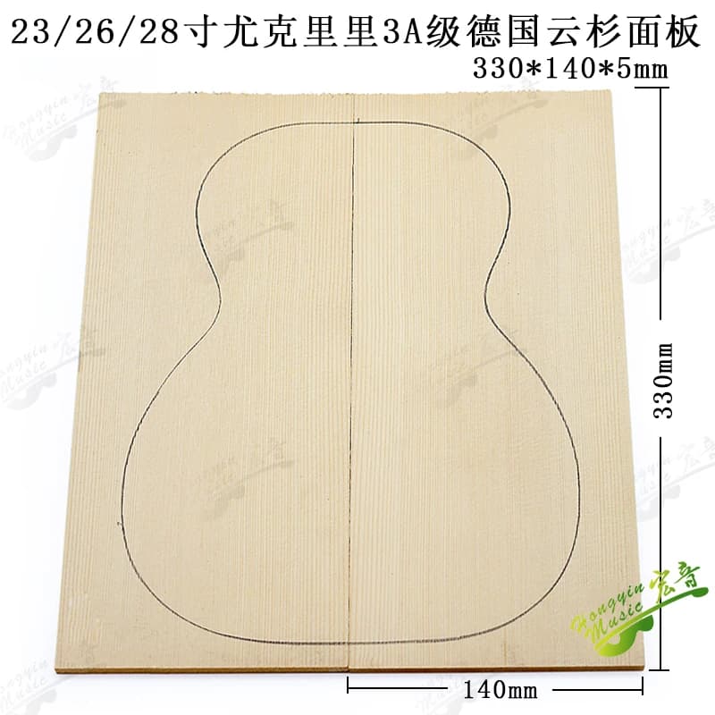 1SET 23/26/30 "Pannello in legno massello di abete rosso per chitarra ukulele realizzato in abete rosso alpino europeo tedesco