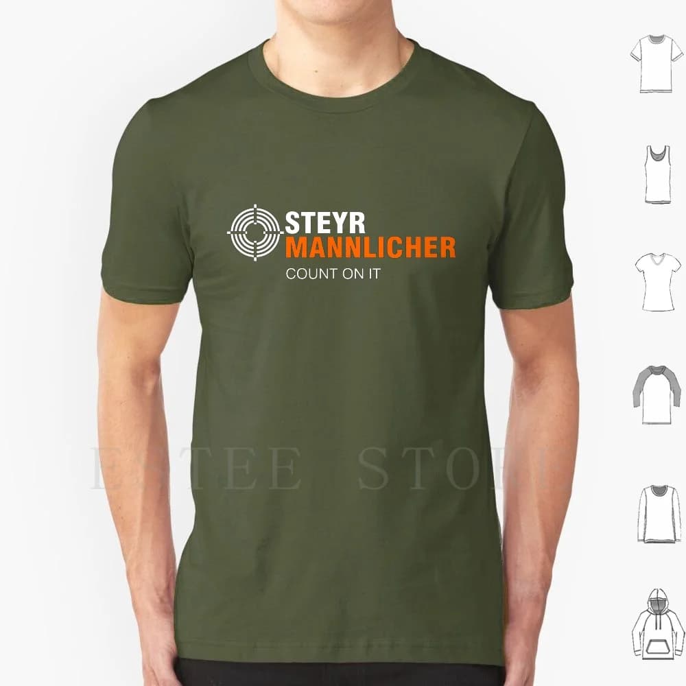 Mannlicher Count On It T Shirt da uomo in cotone 6xl Mannlicher Arms Usa agosto militare tattico arma da fuoco guerra fanteria soldato pistola vettoriale