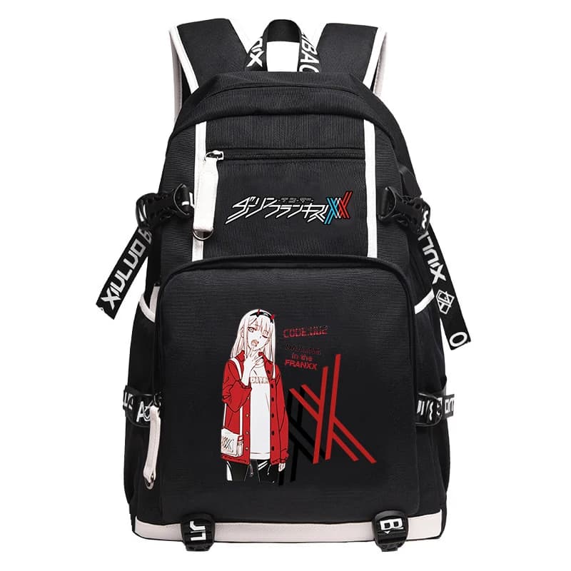 DARLING in the FRANXX Zaino da viaggio grande Borse da scuola Oxford Ragazze ZERO TWO Bookbag Zaino per laptop con ricarica USB Cartoon Rugzak