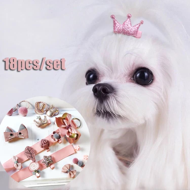 18 pz/set Forcine Per Cani Rosa Nero Ragazzo Ragazza Festa di Nozze di Lusso Pet Grooming Clip di Capelli Accessori Gatto Chihuahua Yorkies