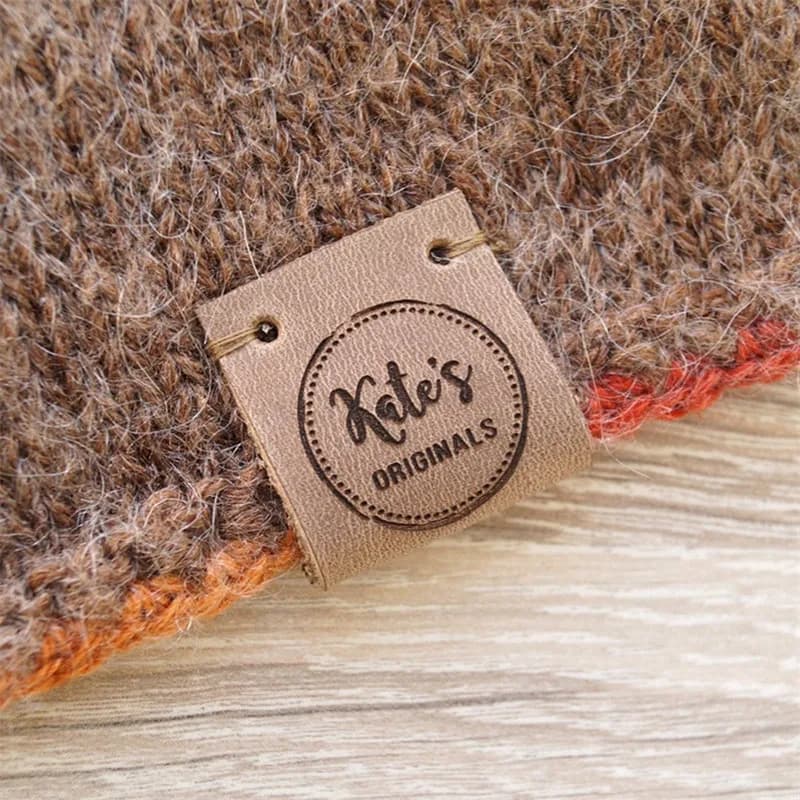 30 etichette per cucire in pelle personalizzate per articoli lavorati a maglia Etichette per cappelli per indumenti fatti a mano all'uncinetto Etichette rettangolari pieghevoli per cappelli per indumenti