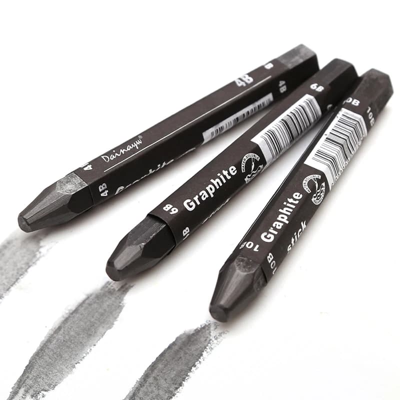 Graphite Stick Set - Water Soluble - 4B 6B 10B, Art Drawing Supplies for Sketch & Shading Pencils, Artist Sketching - 3 Pcs
