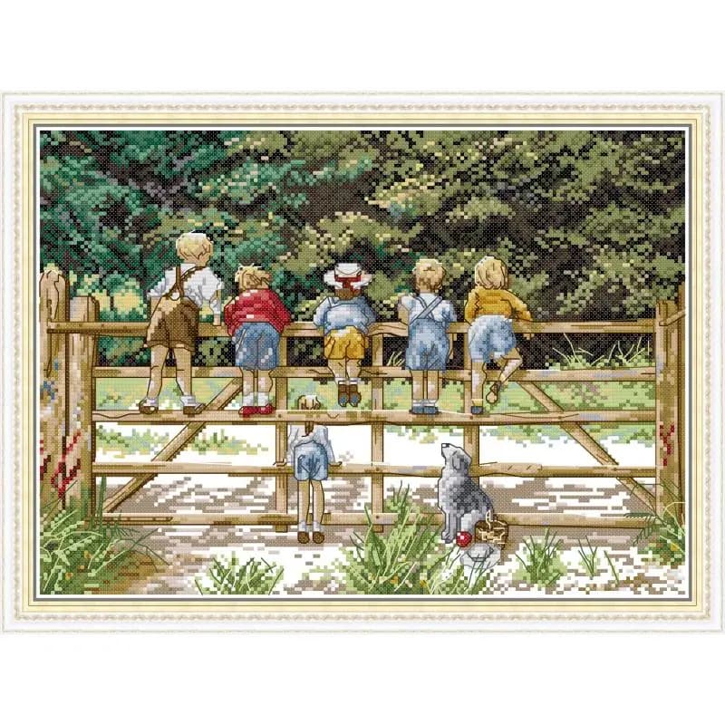 Childhood DIY Handmade Cross Stitch Kit Aida 14CT 11CT Counted Canvas Printed Embroidery Set Needlework Children's Room Decor