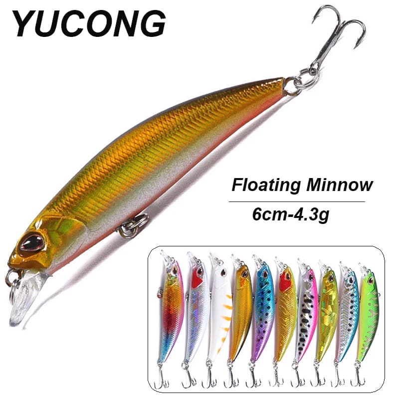 YUCONG 1PC Minnow Wobbler Fishing Lure 6cm-4.3g Sinking Bait Mini Jerkbait Wobblers Swimbait rumoroso Hard Bait hartkounder duro cebo
