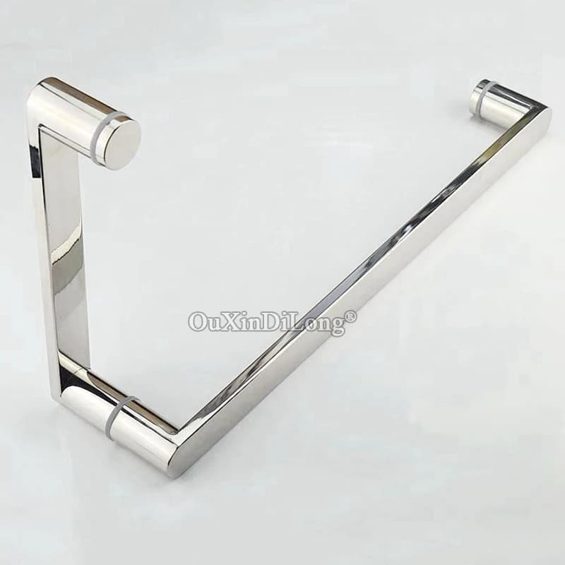 Nuovo 2PCS 304 In Acciaio Inox L Doccia Maniglie Per Porte Scorrevoli Porta In Vetro Push Pull Maniglia Asciugamano Bar Cromo Lucido/Oro/Nero Muto