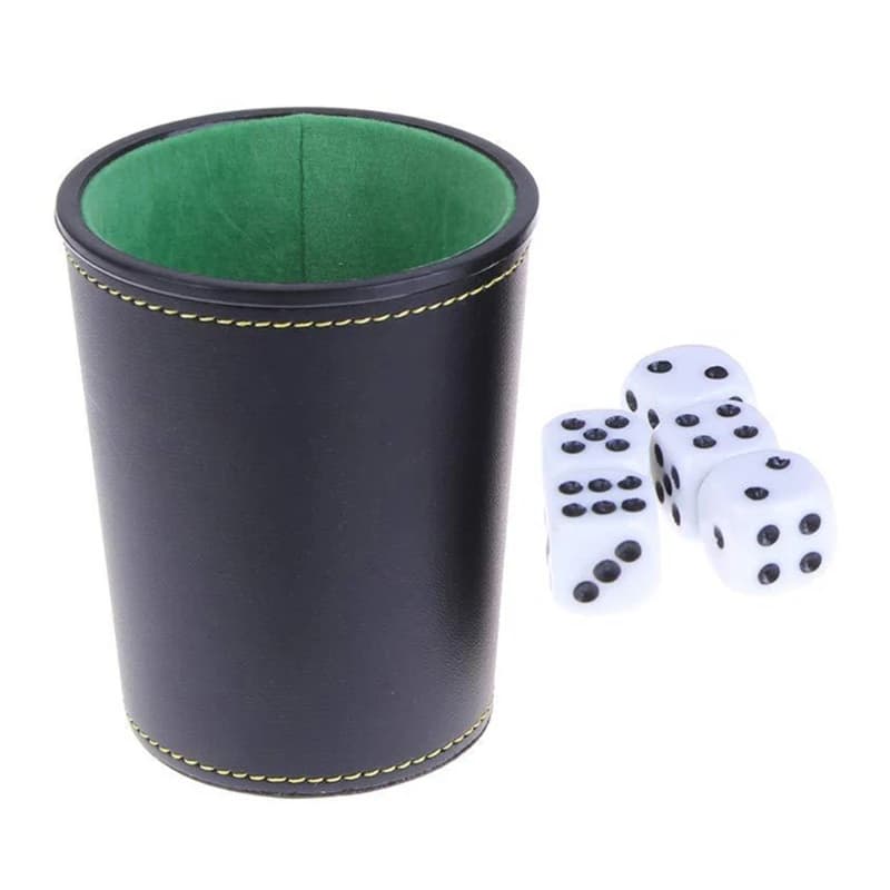 Tazza di dadi in pelle PU 1 Pc, tazza di agitatore di dadi silenziosa interna in flanella verde per giochi di dadi di bugiardi/Farkle/scrat-bao, 1 pz