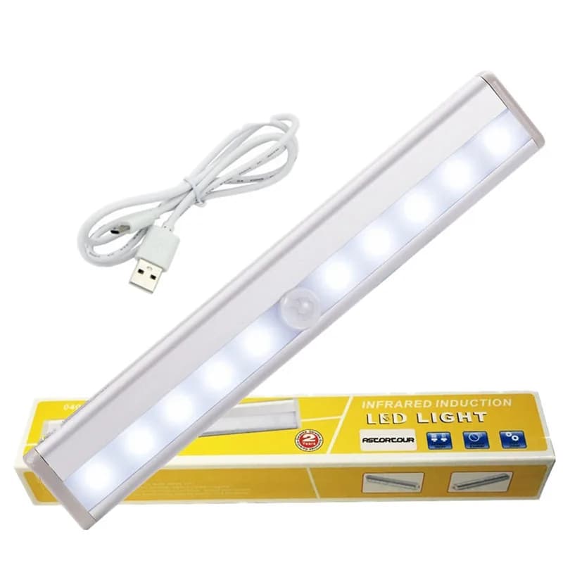 10 LED IR Rilevatore di movimento a infrarossi Sensore wireless Luce Armadio Lampada a LED ricaricabile USB Armadio Guardaroba Cucina