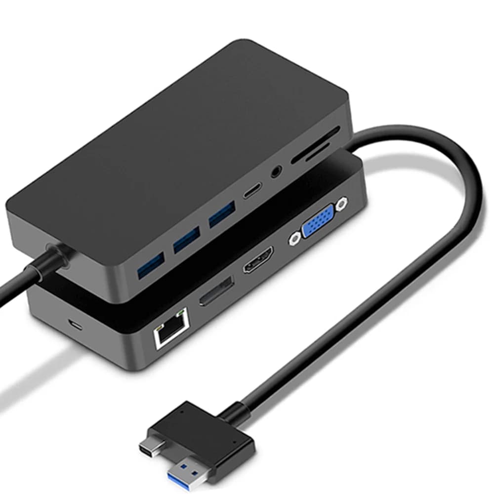 11 in 1 USB 3.0 Mini DP a 4K HD/DP/VGA 3.5 Audio Gigabit Ethernet lettore di schede SD/TF Hub per Microsoft Surface Pro 4 5 6