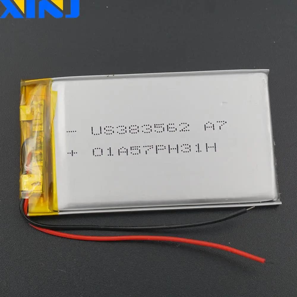 Batteria ai polimeri di litio Li da 3,7 V 850 mAh Lipo 383562 Per GPS MP4 Fotocamera Registratore di guida Luce LED DashCam Altoparlante Bluetooth