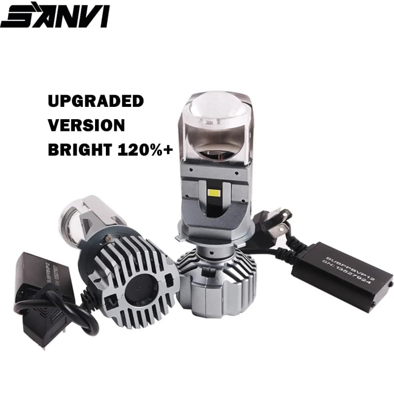 SANVI 2 pz H4 Lente Lampada A LED Bi-LED Mini Lenti Per Proiettore Auto Faro Lampadine Fendinebbia Hi/Lo Fascio di Luce Del Motociclo aggiornamento