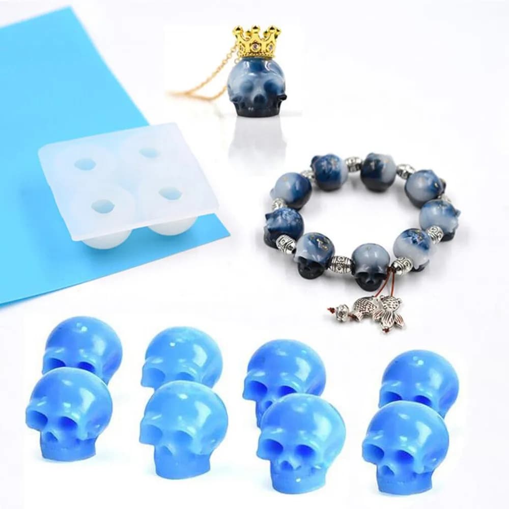 Piccoli perline di teschio Stampo in silicone Stampo di teschio in resina epossidica per fai da te Collana in resina epossidica Bracciale Pendenti Artigianato Strumento per la creazione di gioielli