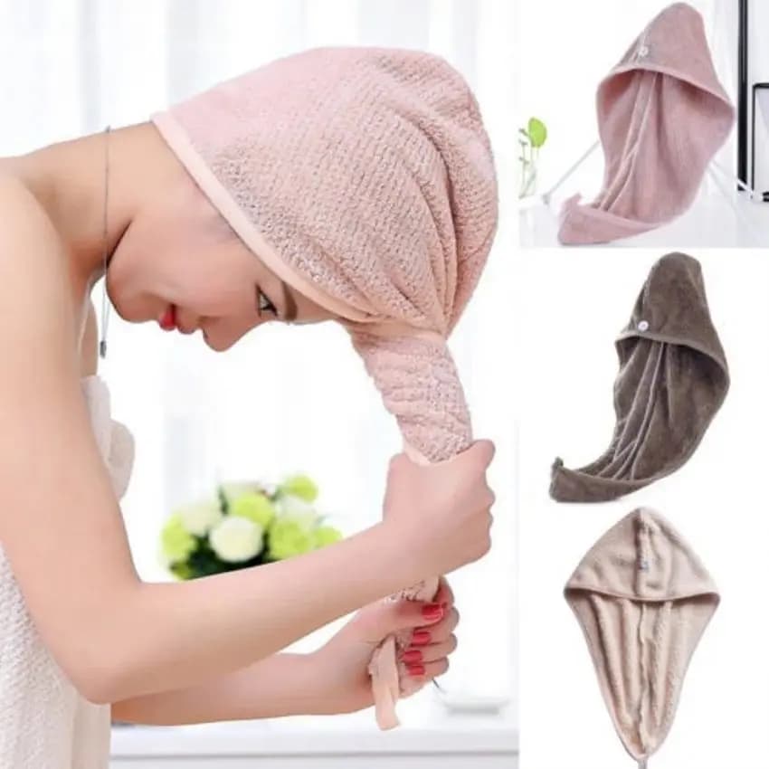 Quick drying towel for hair in magic microfiber, bath towel, hat, quick cap, dry turban