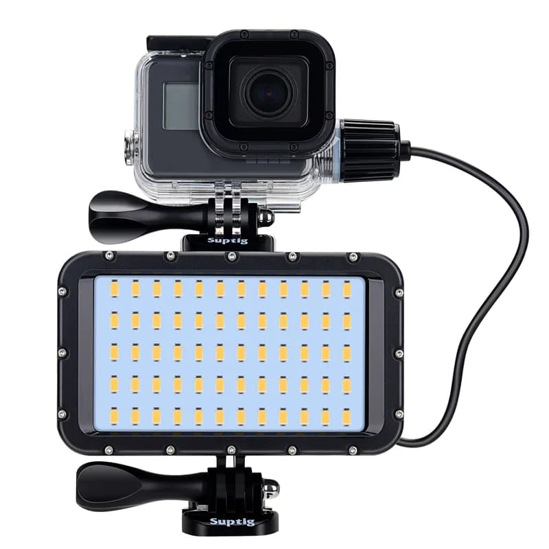 Custodia impermeabile per caricabatteria per banca di alimentazione impermeabile per GoPro Hero 345678910112 cornice per fotocamera nera/lampada a LED per luce subacquea