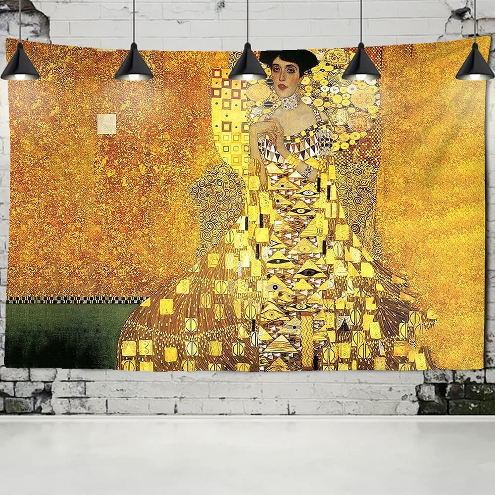 Gustav Klimt Pittura A Olio Parete Arazzo Appeso Bacio Di Oro Astratta di Arte Della Decorazione di Poliestere Coperta di Yoga Zerbino Camera Da Letto A Casa di Arte