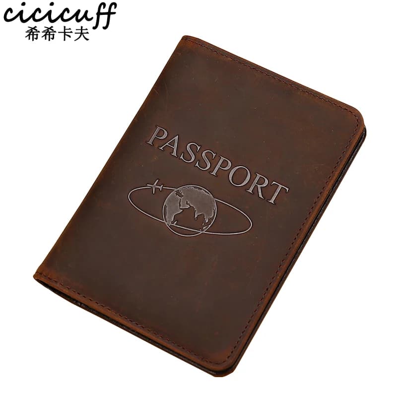 Porta passaporto con blocco RFID in vera pelle sulla copertina per borsa per passaporto Portafoglio multifunzionale in pelle per biglietti d'aria da viaggio