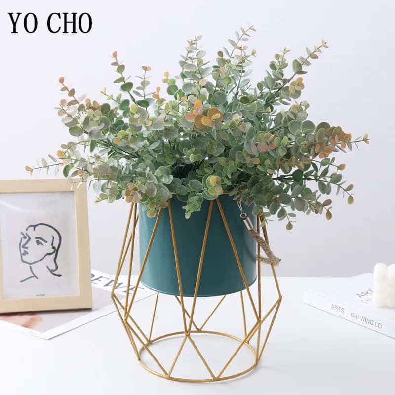 5 forchetta/mazzo di foglie di eucalipto di seta ramo pianta artificiale fai da te decorazione del giardino di nozze corona Scrapbooking composizione floreale Art