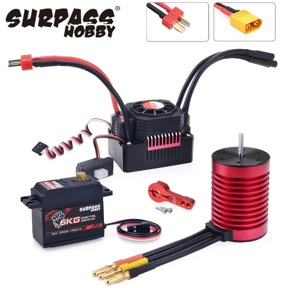 SURPASS HOBBY Motore Brushless Impermeabile F540 3000KV 4370KV 3930KV con ESC 45A e Servo 6KG per Auto RC 1/10 Tamiya Axial Redcat
