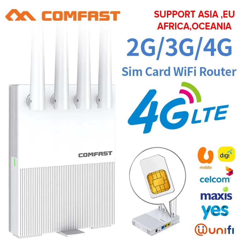 comfast 300Mbps 4G LTE Sim Router Ripetitore WiFi Amplificatore di segnale Espansore di rete 4 Antenna RJ45 WAN LAN Modem wireless Hotspot