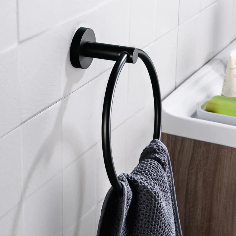 Portasciugamani nero opaco Porta asciugamani Ganci da bagno Dispenser portasapone Anello portasciugamani Porta carta scopino Set di accessori da bagno