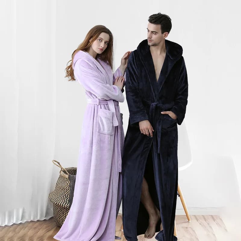 Women of Winter With Extra Hood Long Thickness Flannel Bathrobe Luxury Vestaglia Hot Vestaglia Men's Watch Bathrobe Damigella Of Honor Bridal Dresses