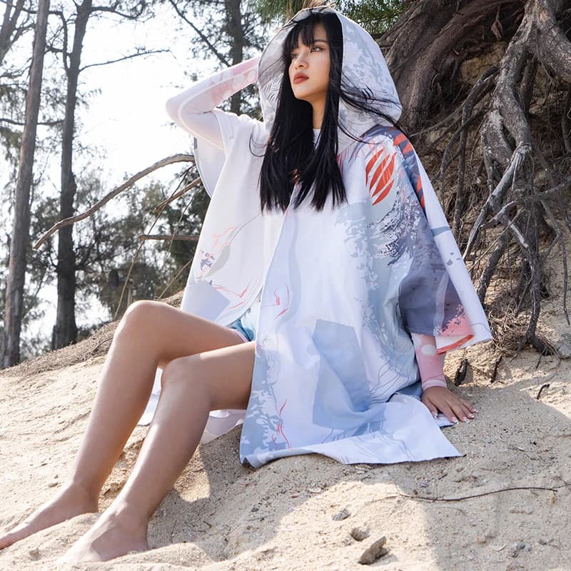 Nu-giugno asciugamano Poncho in microfibra ad asciugatura rapida per adulti uomo donna Surf Beach muta cambio asciugamano Beach Surf Poncho accappatoio