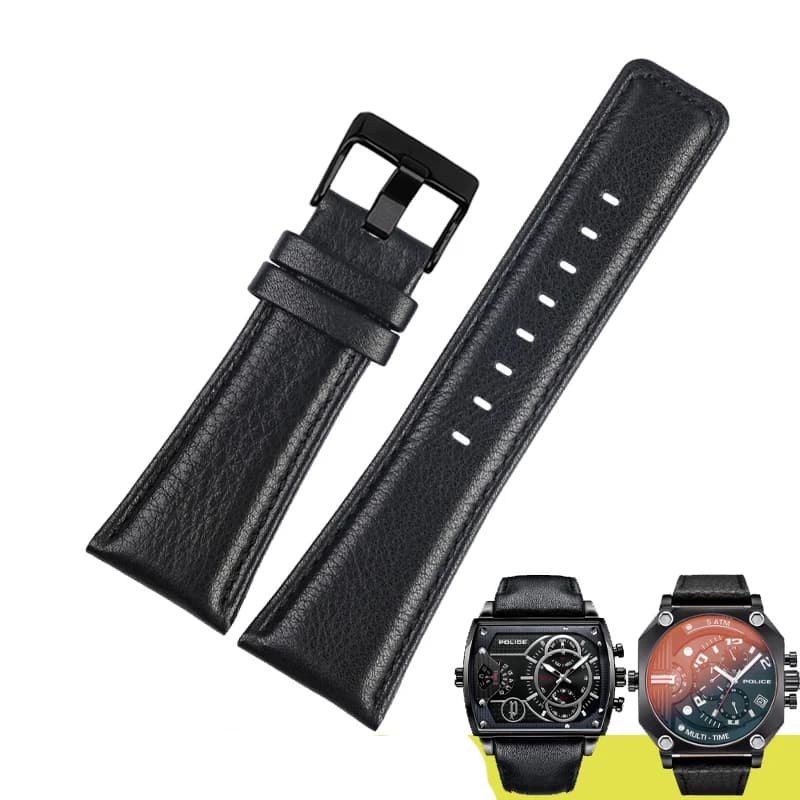 Per gli uomini della polizia PL14698 cinturino quadrante grande cinturino in vera pelle cinturino adatto d-imatrimonio bracciale nero 24 26 28 30mm