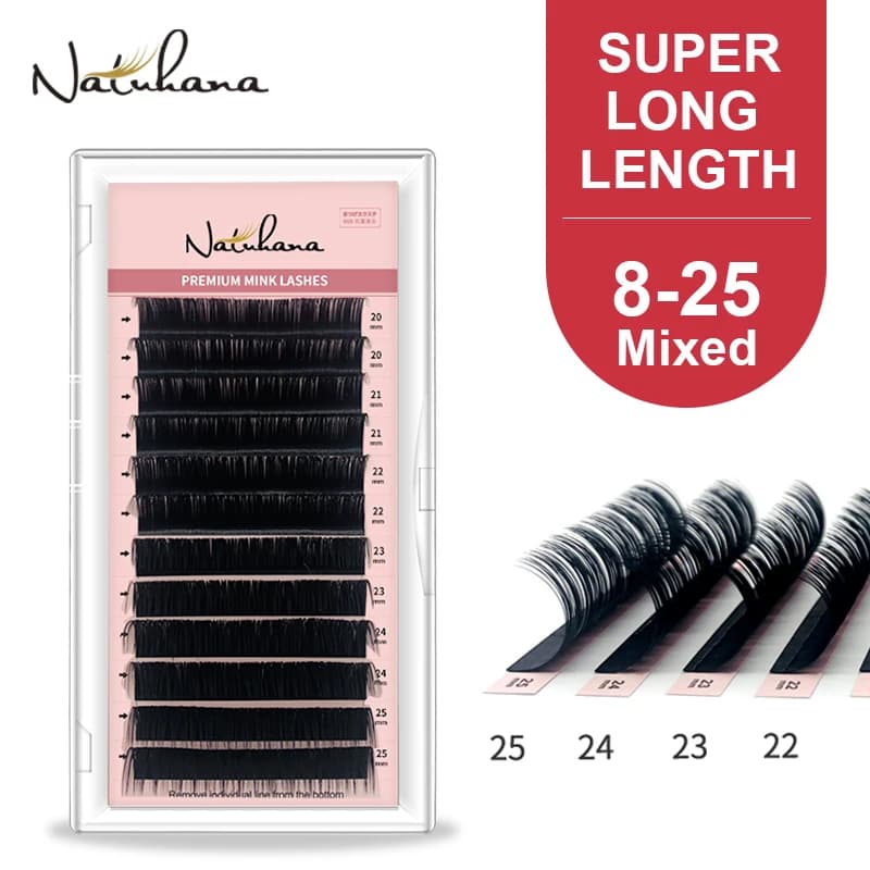 NATUHANA 8-25mm Length Mixer Extension Eyelash Individual Synthetic Visodium Extension Eyelash Normal Eyelash For Makeup Tool