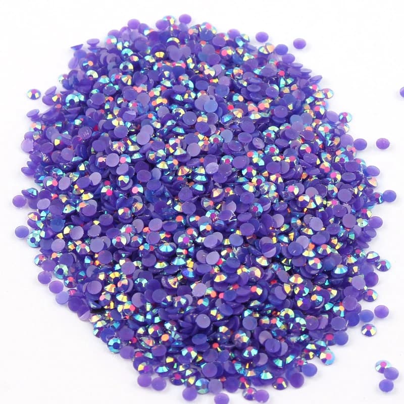 AB Dark Purple Resin Rhinestones - Flatback Round Crystals from 2-4mm, Shiny Nail Decorations for Nail Art Make from You