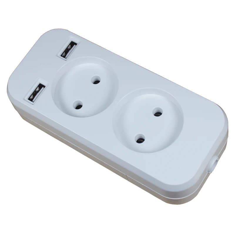 USB Extension EU Plug Multi-Place Multi-wall socket Portable 2 USB ports for phones 1200W 250V for smartphone Tablet P7