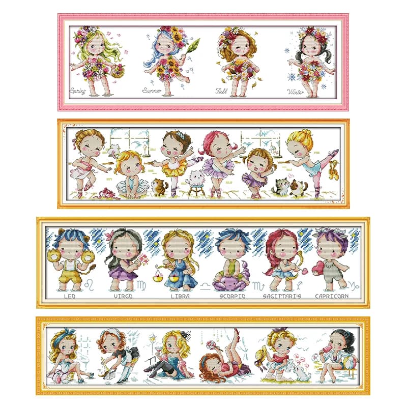 Personaggio dei cartoni animati ragazza serie modello serie conteggio kit punto croce 11CT14CT timbro punto croce set ricamo cucito fai da te