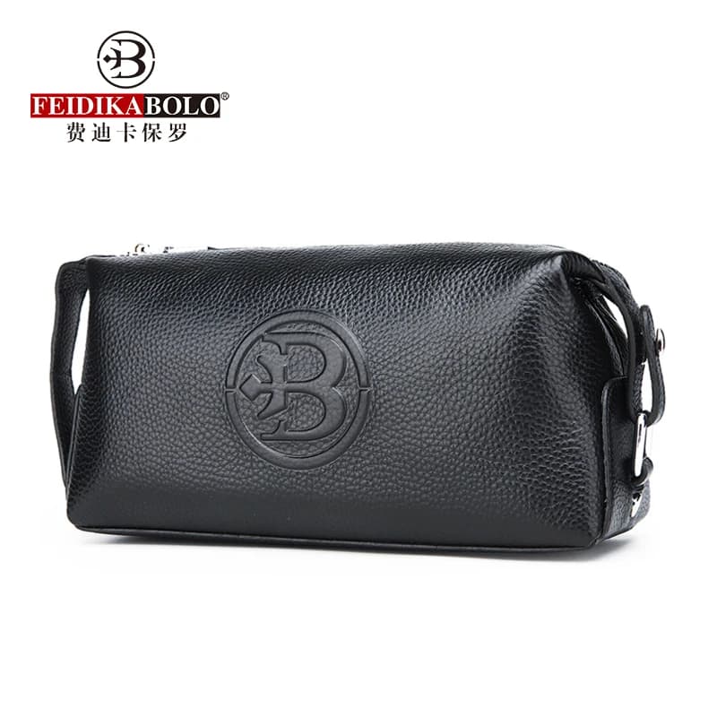 FEIDIKABOLO Men's pochette in famous brand cow leather Fashion Long black brown handbag Men's wallet in real leather Men's pochette