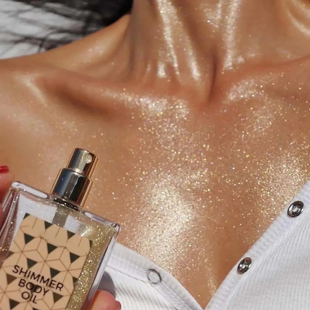 Liquido olio per il corpo lucido viso corpo lucido lucido impermeabile corpo gamba clavicola diamante evidenziatore viso trucco 45ML