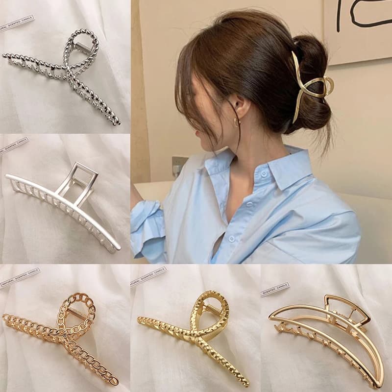 Simple metal digs out geometric claw for hair ladies elegant accessories cross crab clip for woman fashion girl headdress