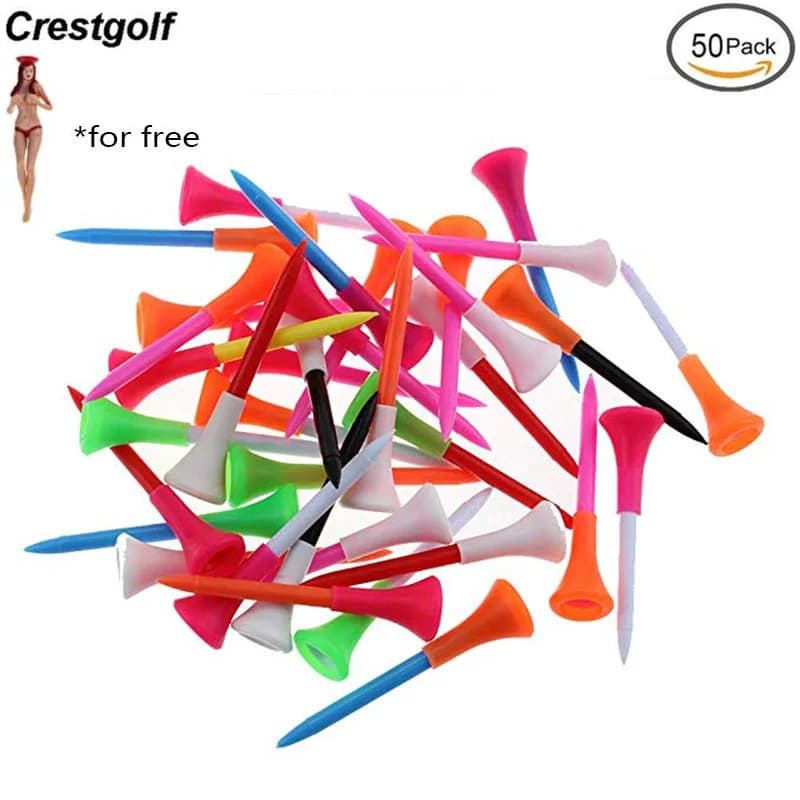 CRESTGOLF Tee da Golf in Gomma da 70mm (2-3/4'') Professionali, Accessori da Golf, Confezione da 50 Pezzi