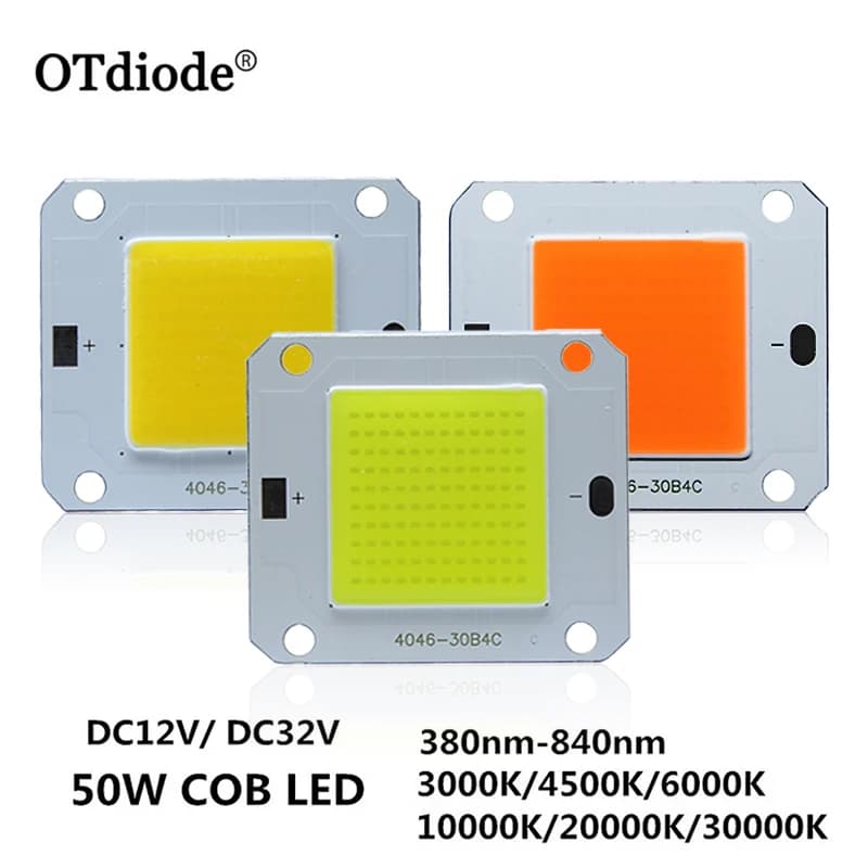 1PCS Ad Alta Potenza 50W LED Chip COB Luci DC12V/32V Perline di Luce Diodo Bianco Caldo Bianco Freddo Spettro Completo3000K-30000K