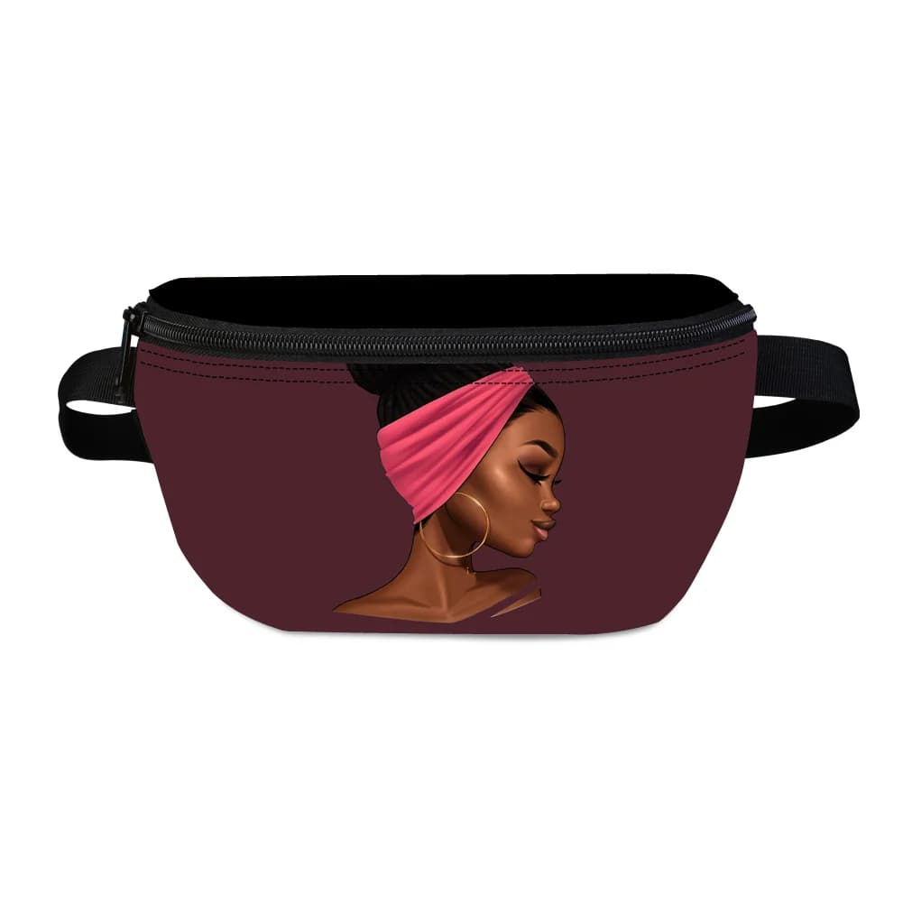 African Women's Sports Waist Bag, Single Shoulder Bag, Fashionable Travel Waist Bag, Phone Case, Race Coin