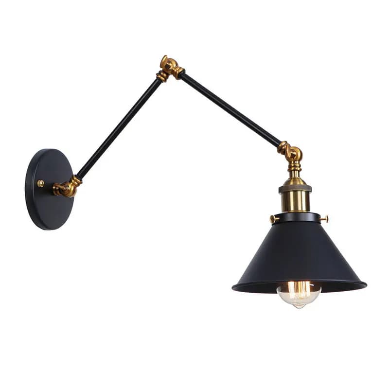 Lampade nere nordiche Lanterne luminose in ferro regolabili Lampada da comodino per camera da letto Studio Lampada da parete vintage con reggiseno